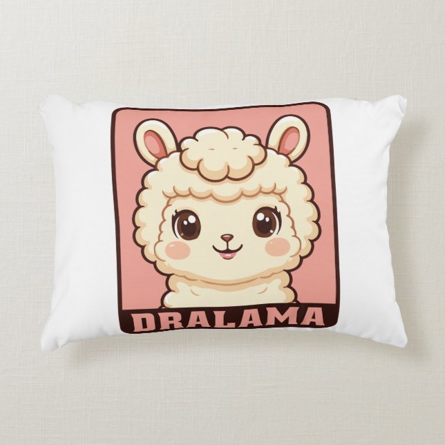 Cute llama illustration design decorative cushion (Front)