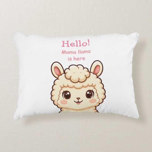 Cute llama illustration design decorative cushion (Front)