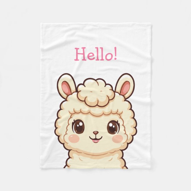 Cute llama illustration design fleece blanket (Front)