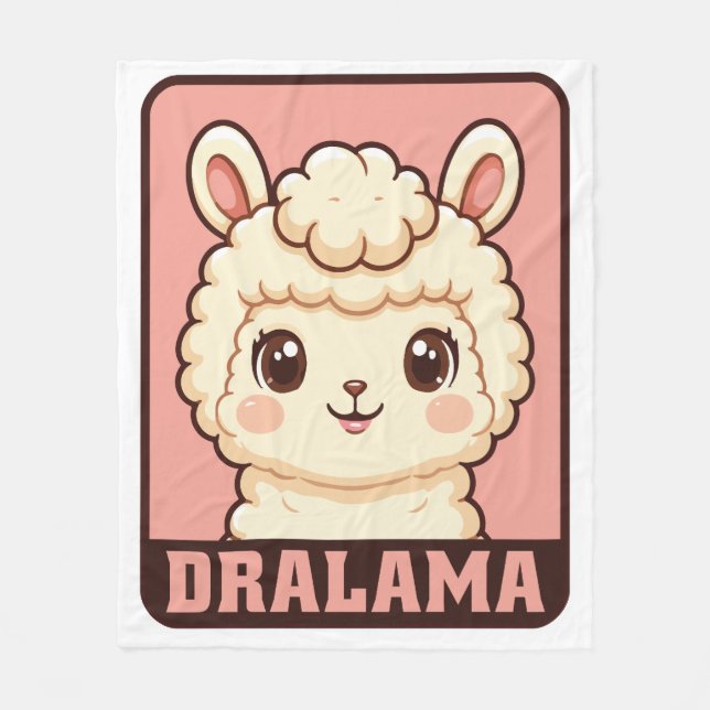 Cute llama illustration design fleece blanket (Front)