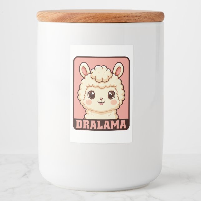 Cute llama illustration design food label (Front)