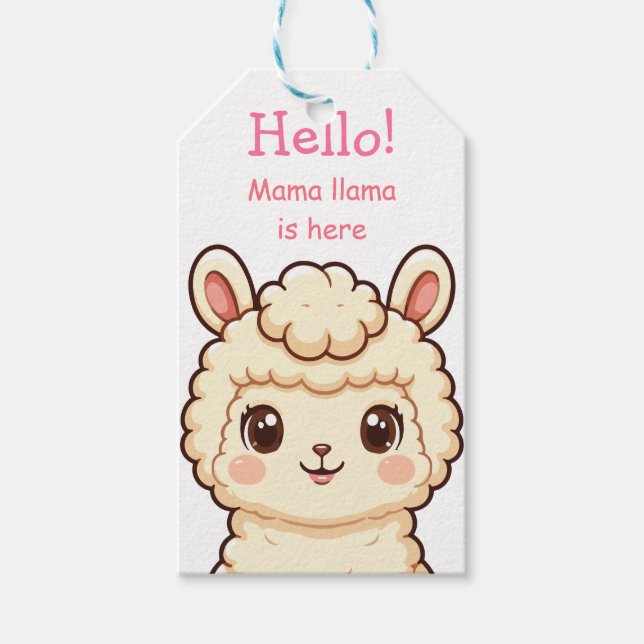 Cute llama illustration design gift tags (Front)