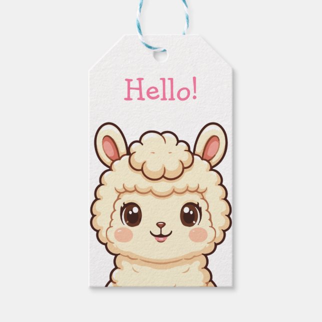Cute llama illustration design gift tags (Front)