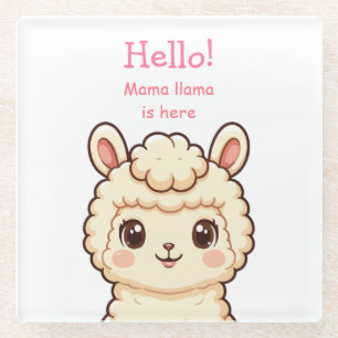 Cute llama illustration design glass coaster