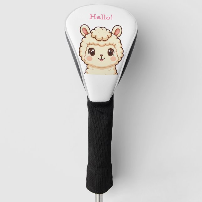 Cute llama illustration design golf head cover (Front)