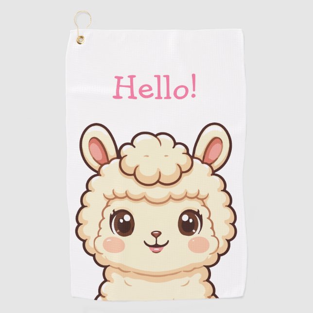 Cute llama illustration design golf towel (Front)