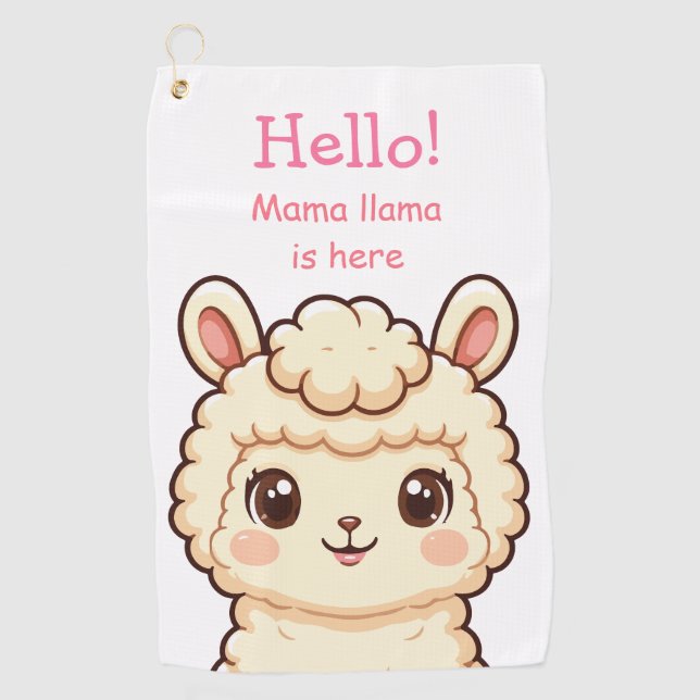 Cute llama illustration design golf towel (Front)