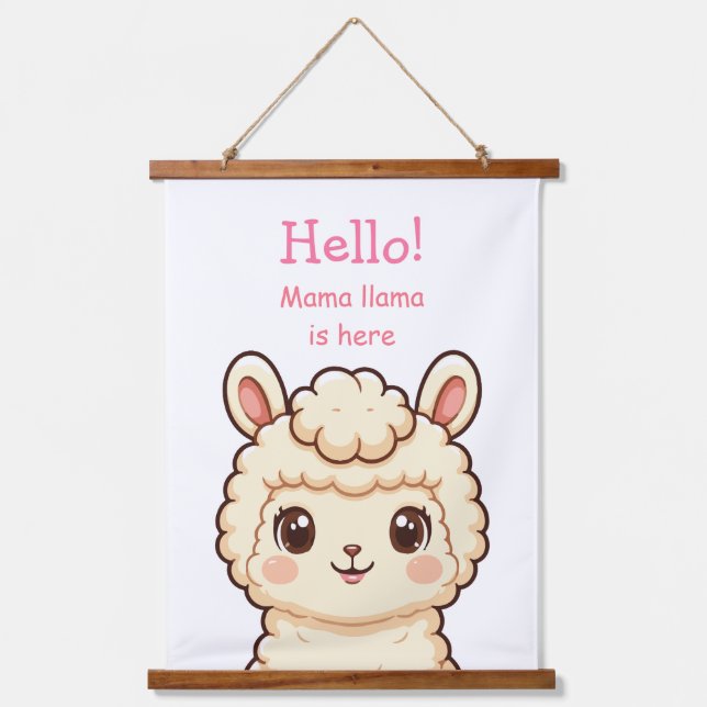 Cute llama illustration design hanging tapestry (Front)