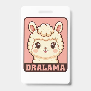 Cute llama illustration design ID badge