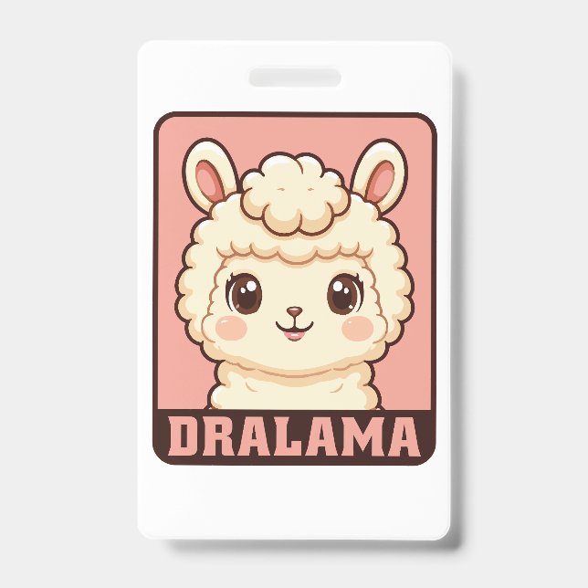 Cute llama illustration design ID badge (Front)