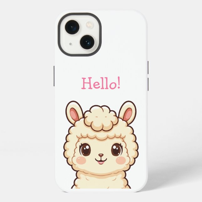 Cute llama illustration design iPhone case (Back)
