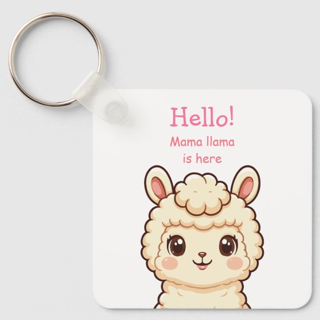 Cute llama illustration design key ring (Front)