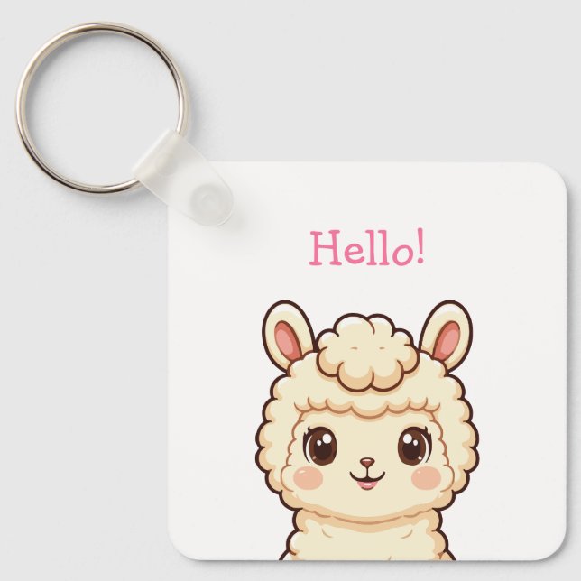 Cute llama illustration design key ring (Front)