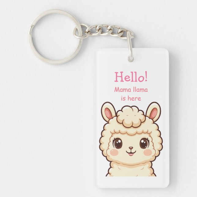 Cute llama illustration design key ring (Front)