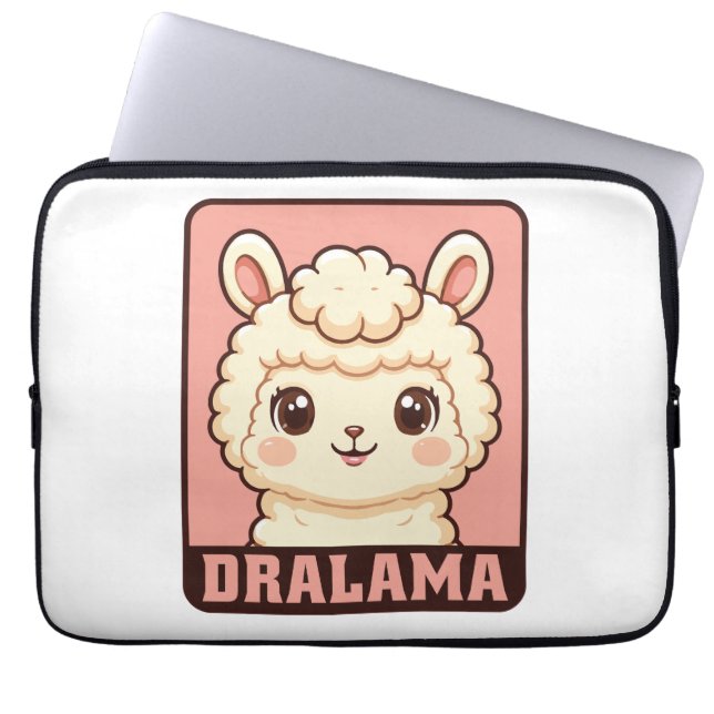 Cute llama illustration design laptop sleeve (Front)