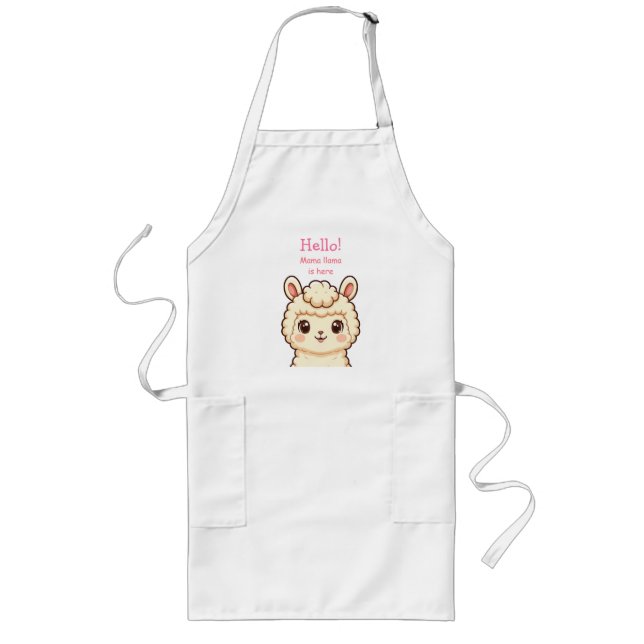 Cute llama illustration design long apron (Front)