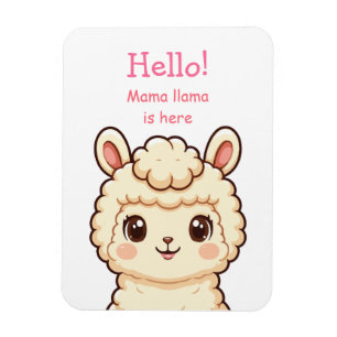 Cute llama illustration design magnet
