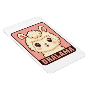 Cute llama illustration design magnet