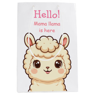 Cute llama illustration design medium gift bag