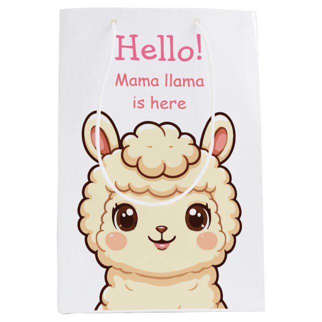 Cute llama illustration design medium gift bag (Front)