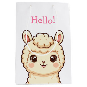 Cute llama illustration design medium gift bag