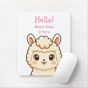 Cute llama illustration design mouse mat