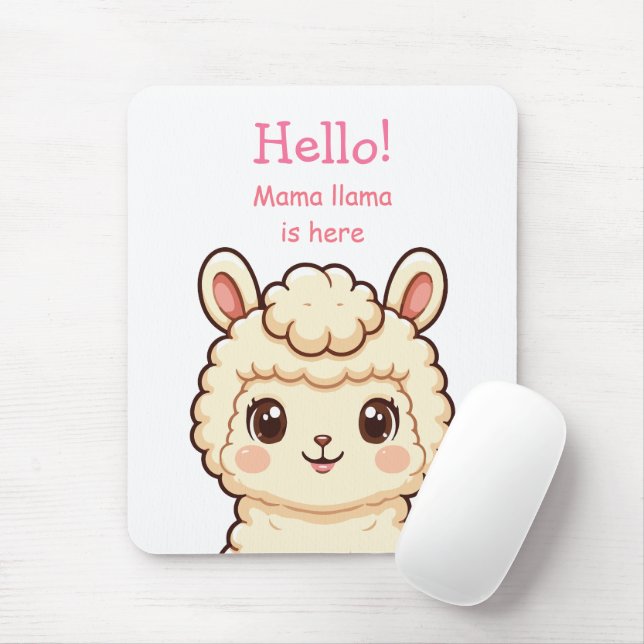 Cute llama illustration design mouse mat (With Mouse)