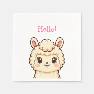 Cute llama illustration design napkin