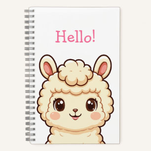 Cute llama illustration design notebook