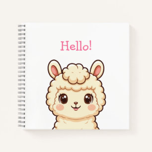Cute llama illustration design notebook