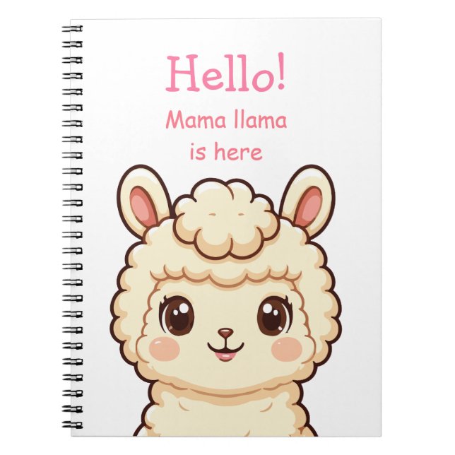 Cute llama illustration design notebook (Front)