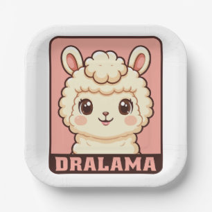 Cute llama illustration design paper plate