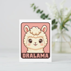 Cute llama illustration design postcard