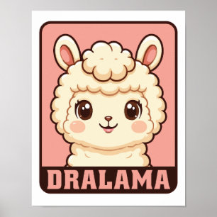Cute llama illustration design poster