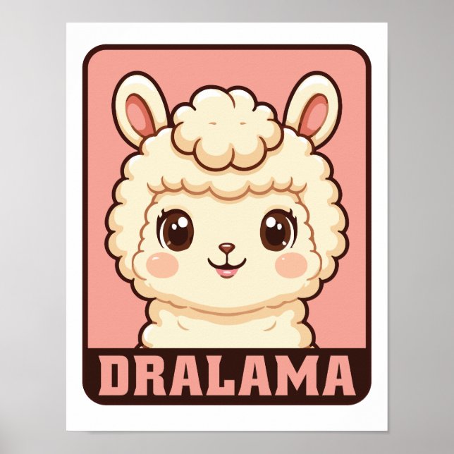 Cute llama illustration design poster (Front)