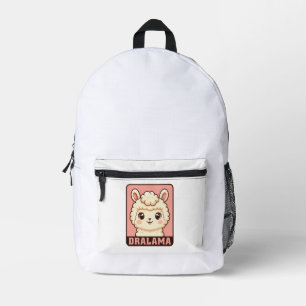 Cute llama illustration design printed backpack