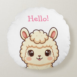 Cute llama illustration design round cushion