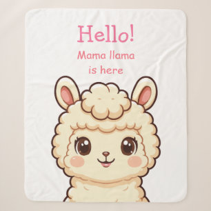 Cute llama illustration design sherpa blanket