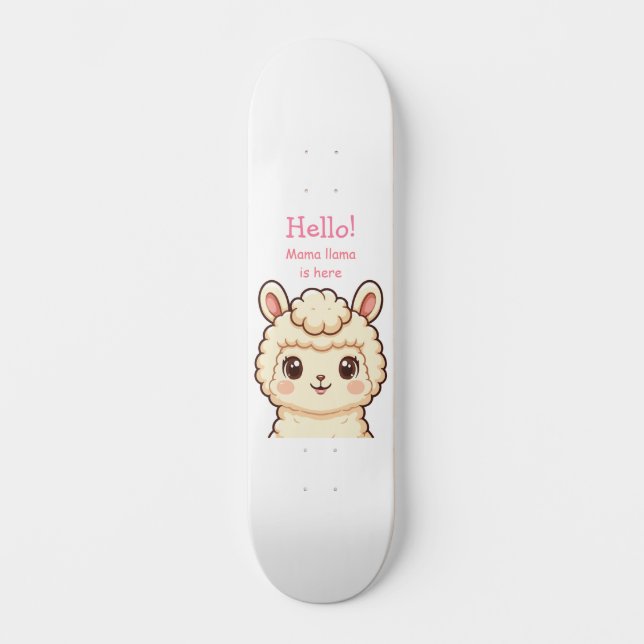 Cute llama illustration design skateboard (Front)
