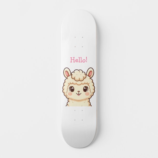 Cute llama illustration design skateboard (Front)