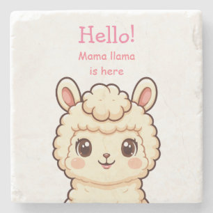 Cute llama illustration design stone coaster