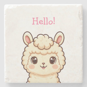Cute llama illustration design stone coaster