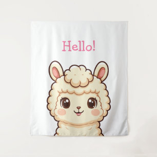 Cute llama illustration design tapestry