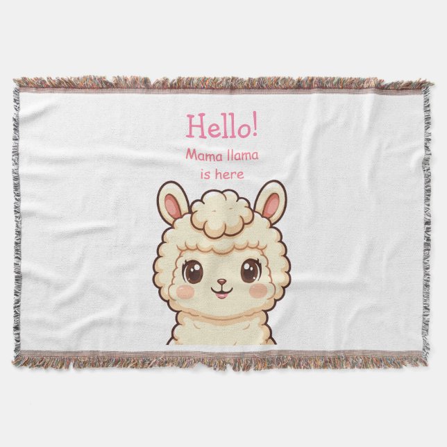 Cute llama illustration design throw blanket (Front)