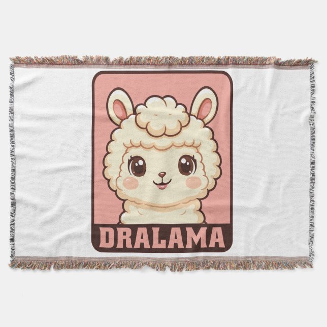 Cute llama illustration design throw blanket (Front)