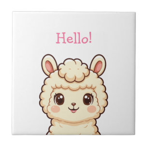 Cute llama illustration design tile