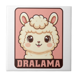 Cute llama illustration design tile
