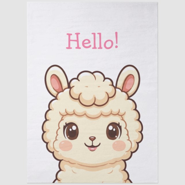 Cute llama illustration design tissue paper (Front)