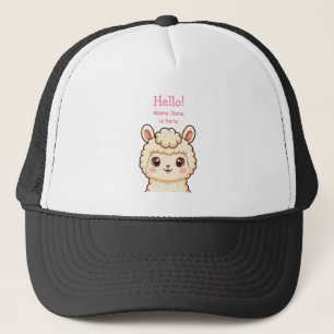 Cute llama illustration design trucker hat