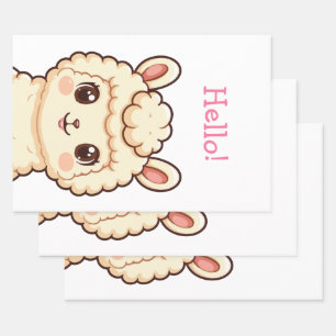 Cute llama illustration design wrapping paper sheet